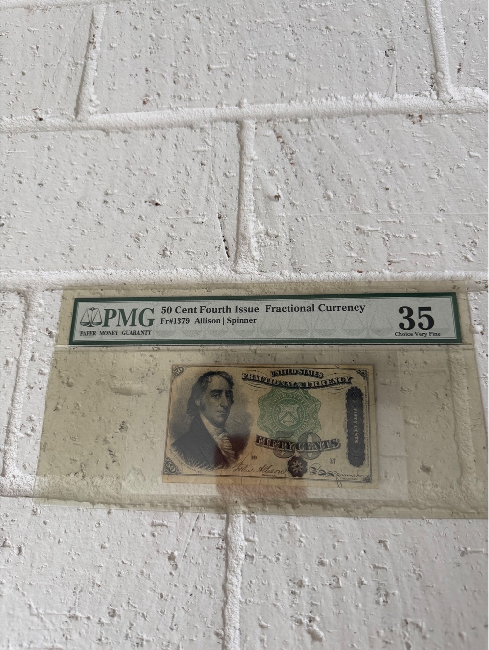 PMG Graded 50 Cent Fourth Issue Fractional Currency Note Fr#1379 Allison Spinner